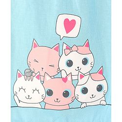 Babyhug Flutter Sleeves Nighty Kitten Print Pack of 2 - Blue