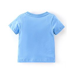 Babyhug 100% Cotton Knit Half Sleeves T-Shirt & Shorts With Text & Panda Print - Blue & Green