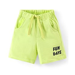 Babyhug 100% Cotton Knit Half Sleeves T-Shirt & Shorts With Text & Panda Print - Blue & Green
