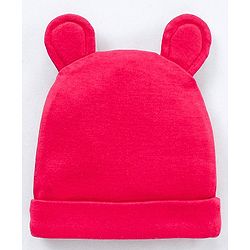 Babyhug 100% Cotton Cap With Ear Applique Fox Print- Red