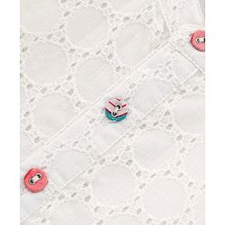 Babyhug 100% Cotton Woven Full Sleeves Schiffli Embroidered Kurta and Chevron Printed Dhoti Set - White