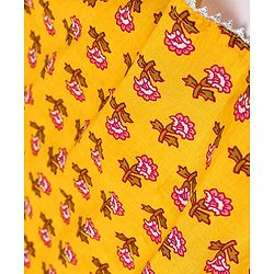 Babyhug 100% Cambric Full Sleeve All Over Printed Kurti Palazoa With Solid Chiffon Dupatta Set- Yellow