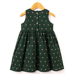 Babyhug 100% Cotton Sleeveless Ethnic Dress Foil Print- Green