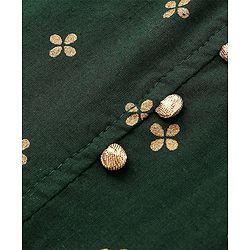 Babyhug 100% Cotton Sleeveless Ethnic Dress Foil Print- Green