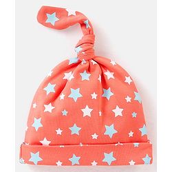 Babyhug 100% Cotton Cap Star & Stripes Print Red & Blue Pack Of 2 - Diameter 10 cm