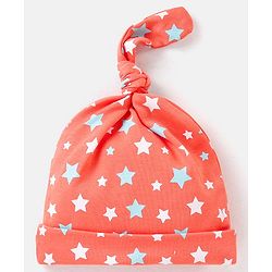 Babyhug 100% Cotton Cap Star & Stripes Print Red & Blue Pack Of 2 - Diameter 10 cm