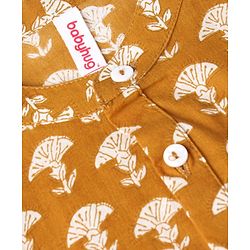 Babyhug 100% Cotton Woven Full Sleeves Kurta with Pyjama Set Floral Print - Mustard