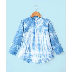 Babyhug Cotton Full Sleeves Kurta Tie And Dye Print - White & Blue