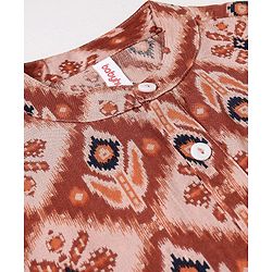 Babyhug 100% Cotton Woven Full Sleeves Kurta With Dhoti Diamond & Floral Print - Maroon