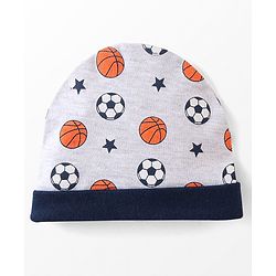 Babyhug 100% Cotton Caps Football Printed Pack of 3 Multicolor - Diameter 10 cm