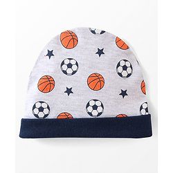 Babyhug 100% Cotton Caps Football Printed Pack of 3 Multicolor - Diameter 10 cm