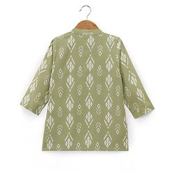 Babyhug 100% Cotton Full Sleeves Kurta With Dhoti Set Floral Print - Green