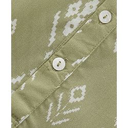 Babyhug 100% Cotton Full Sleeves Kurta With Dhoti Set Floral Print - Green