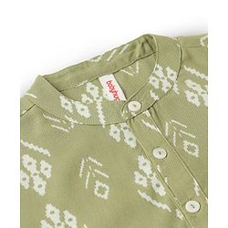 Babyhug 100% Cotton Full Sleeves Kurta With Dhoti Set Floral Print - Green