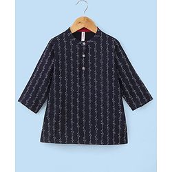 Babyhug Full Sleeves Kurta & Pajama Set Printed - Navy Blue