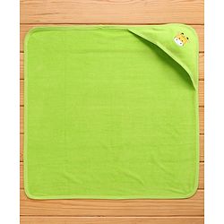 Babyhug Knitted Terry Hooded Towel Giraffe Embroidery - Green