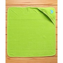 Babyhug Knitted Terry Hooded Towel Dolphin Embroidery - Green