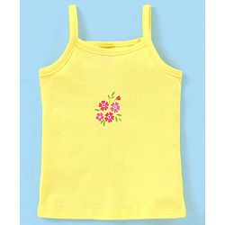 Babyhug 100% Cotton Sleeveless Antibacterial Slips Floral Print Pack of 3 - Yellow & Pink