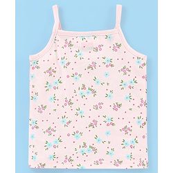 Babyhug 100% Cotton Sleeveless Antibacterial Slips Floral Print Pack of 3 - Pink Beige & Blue