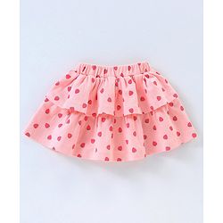 Babyhug 100% Cotton Short Sleeves Onesie with Skirt Strawberry Print - Pink