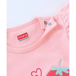 Babyhug 100% Cotton Short Sleeves Onesie with Skirt Strawberry Print - Pink