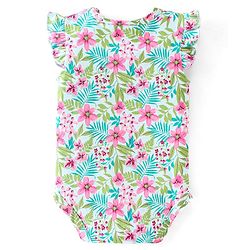 Babyhug 100% Cotton Sleeveless Floral Printed Onesies with Hairband and Mittens Booties - Multicolour