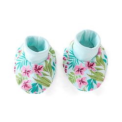 Babyhug 100% Cotton Sleeveless Floral Printed Onesies with Hairband and Mittens Booties - Multicolour