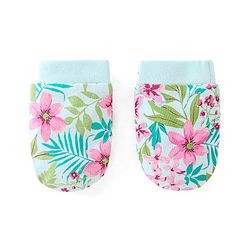 Babyhug 100% Cotton Sleeveless Floral Printed Onesies with Hairband and Mittens Booties - Multicolour