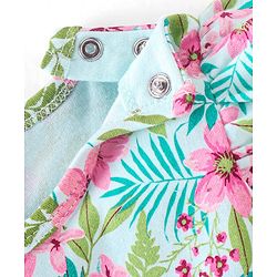 Babyhug 100% Cotton Sleeveless Floral Printed Onesies with Hairband and Mittens Booties - Multicolour