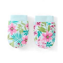 Babyhug 100% Cotton Sleeveless Floral Printed Onesies with Hairband and Mittens Booties - Multicolour