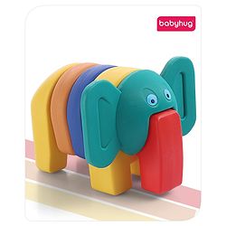 Babyhug 6 Pcs Little Jumbo Horizontal Elephant Shape Stacking Toy| Improves Fine Motor Skills and Hand Eye Co-ordination| Pre-School Montessori Learning Toy for 2-4 Years Kids| Gifting Toy| Child Safe Material| BIS Certified