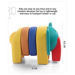 Babyhug 6 Pcs Little Jumbo Horizontal Elephant Shape Stacking Toy| Improves Fine Motor Skills and Hand Eye Co-ordination| Pre-School Montessori Learning Toy for 2-4 Years Kids| Gifting Toy| Child Safe Material| BIS Certified