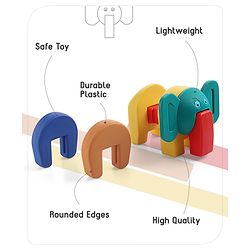 Babyhug 6 Pcs Little Jumbo Horizontal Elephant Shape Stacking Toy| Improves Fine Motor Skills and Hand Eye Co-ordination| Pre-School Montessori Learning Toy for 2-4 Years Kids| Gifting Toy| Child Safe Material| BIS Certified