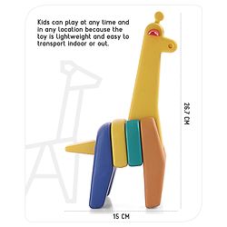 Babyhug 6 Pcs Little Giraffe Shape Stacking Toy| Improves Fine Motor Skills and Hand Eye Co-ordination| Pre-School Montessori Learning Toy for 2-4 Years Kids| Gifting Toy| Child Safe Material| BIS Certified