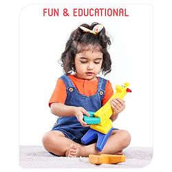 Babyhug 6 Pcs Little Giraffe Shape Stacking Toy| Improves Fine Motor Skills and Hand Eye Co-ordination| Pre-School Montessori Learning Toy for 2-4 Years Kids| Gifting Toy| Child Safe Material| BIS Certified