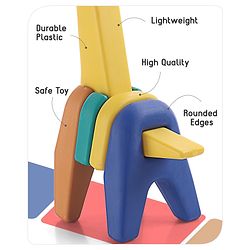 Babyhug 6 Pcs Little Giraffe Shape Stacking Toy| Improves Fine Motor Skills and Hand Eye Co-ordination| Pre-School Montessori Learning Toy for 2-4 Years Kids| Gifting Toy| Child Safe Material| BIS Certified