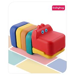 Babyhug 6 Pcs Little Hippo Shape Stacking Toy| Improves Fine Motor Skills and Hand Eye Co-ordination| Pre-School Learning Toy for 2-4 Years Kids| Gifting Toy| Child Safe Material| BIS Certified