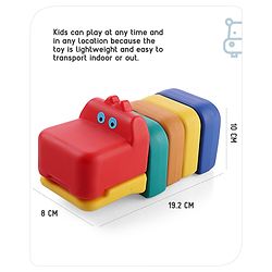 Babyhug 6 Pcs Little Hippo Shape Stacking Toy| Improves Fine Motor Skills and Hand Eye Co-ordination| Pre-School Learning Toy for 2-4 Years Kids| Gifting Toy| Child Safe Material| BIS Certified