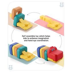 Babyhug 6 Pcs Little Hippo Shape Stacking Toy| Improves Fine Motor Skills and Hand Eye Co-ordination| Pre-School Learning Toy for 2-4 Years Kids| Gifting Toy| Child Safe Material| BIS Certified