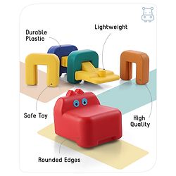 Babyhug 6 Pcs Little Hippo Shape Stacking Toy| Improves Fine Motor Skills and Hand Eye Co-ordination| Pre-School Learning Toy for 2-4 Years Kids| Gifting Toy| Child Safe Material| BIS Certified