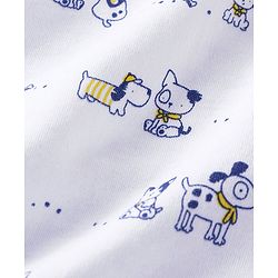 Babyhug 100% Cotton Half Sleeves Romper Striped & Puppy Applique - White