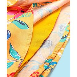 Babyhug 100% Cotton Woven Ethnic Dress with Full Sleeves Shrug Floral Print - Yellow