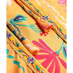 Babyhug 100% Cotton Woven Ethnic Dress with Full Sleeves Shrug Floral Print - Yellow