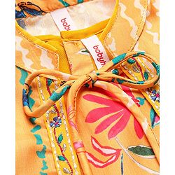 Babyhug 100% Cotton Woven Ethnic Dress with Full Sleeves Shrug Floral Print - Yellow