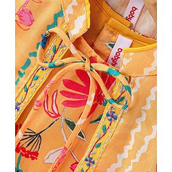 Babyhug 100% Cotton Woven Ethnic Dress with Full Sleeves Shrug Floral Print - Yellow