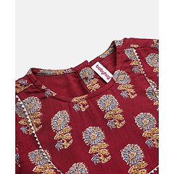 Babyhug Woven Half Sleeves Ethnic Dress Floral Print - Magenta