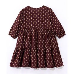 Babyhug Woven Full Sleeves Ethnic Dress Foil Printed - Magenta