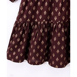 Babyhug Woven Full Sleeves Ethnic Dress Foil Printed - Magenta