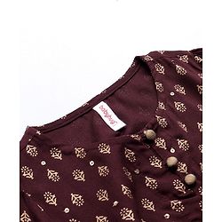 Babyhug Woven Full Sleeves Ethnic Dress Foil Printed - Magenta