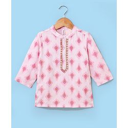 Babyhug 100% Cotton Kurta With Dhoti Embroidery Design - Pink